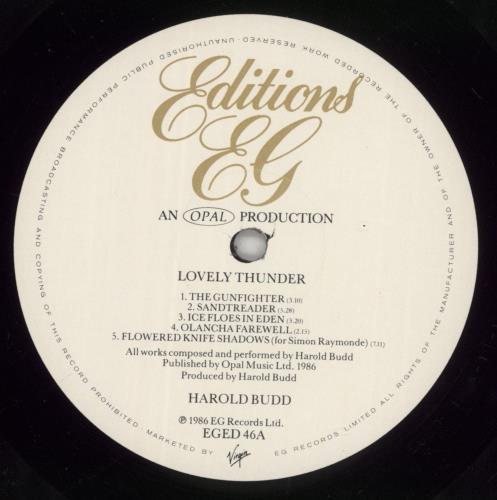 Harold Budd Lovely Thunder UK vinyl LP album (LP record) (522993)